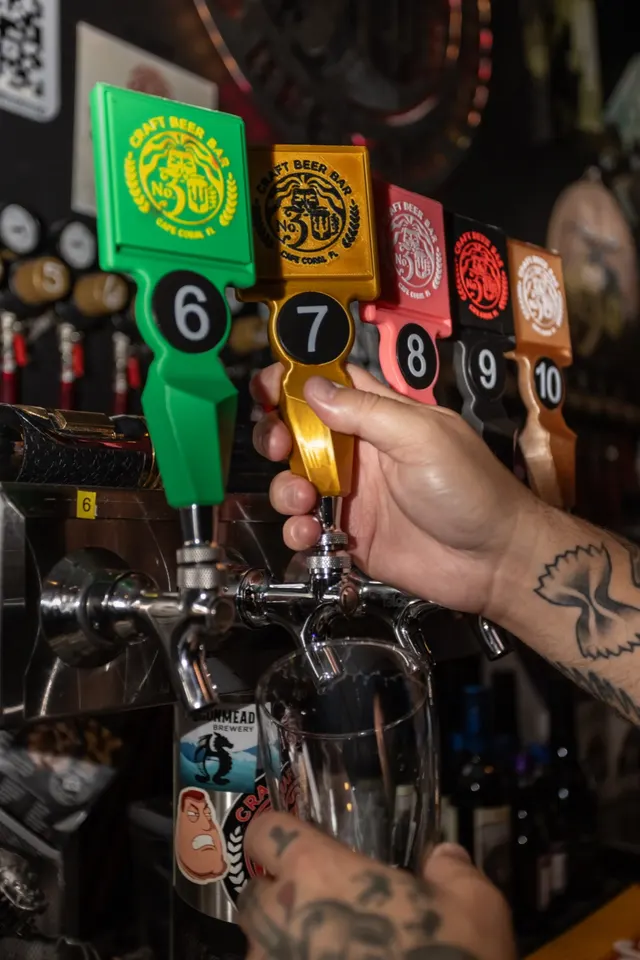 Pouring a craft beer at No.3